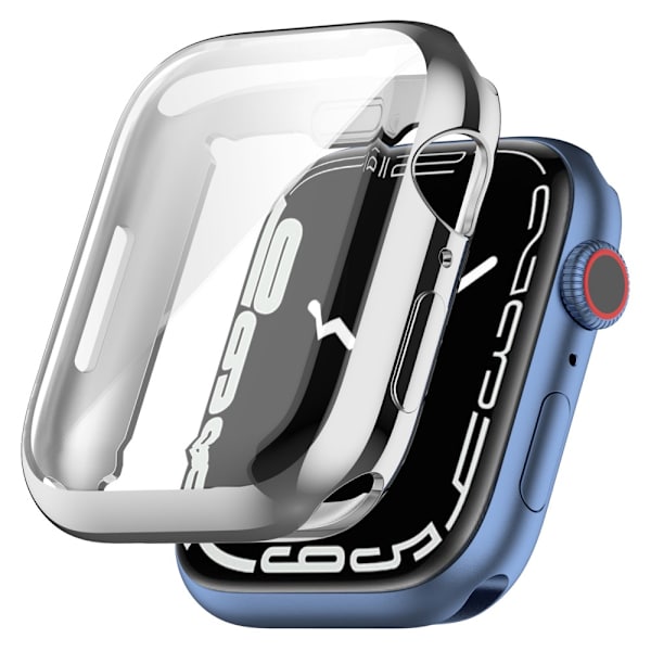 Apple Watch 41mm Series 9:lle tarkoitettu läpinäkyvä TPU-kuori, jossa hopeanvärinen kehys
