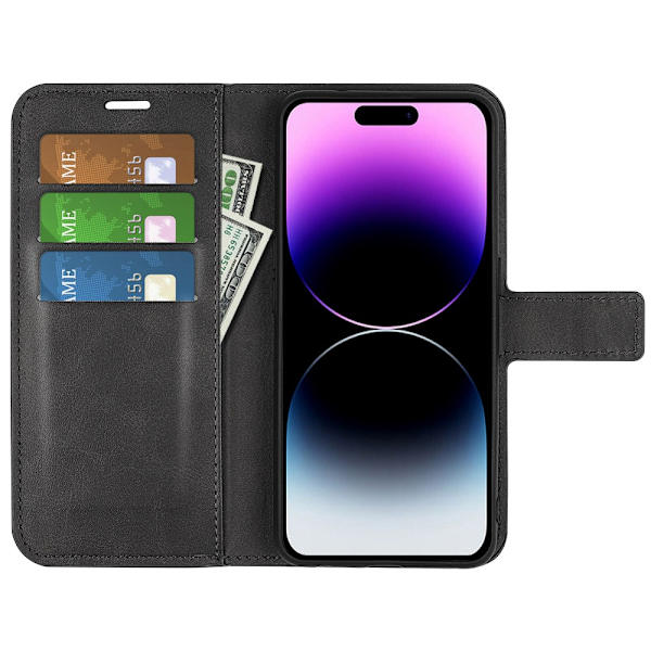 iPhone 15 Pro Max Pung i Læder Sort