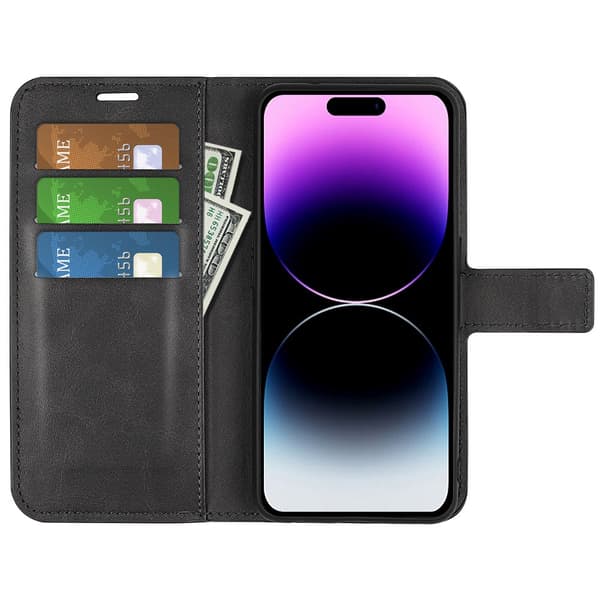 iPhone 15 Pro Max Wallet Läder Svart