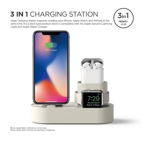 3-in-1-latausasema Apple-laitteille, beige