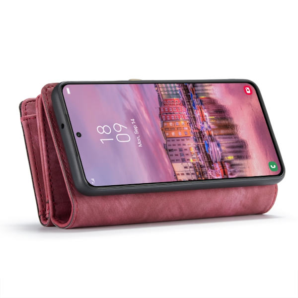 CaseMe Multi-Slot 2 i 1 Plånboksfodral Galaxy S22 Plus Punainen