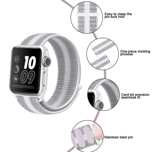 Nylonrem Apple Watch 41mm Serie 9 mm Grå/Hvid