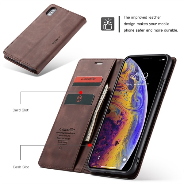 CaseMe Slim Plånboksfodral iPhone X/XS Brun