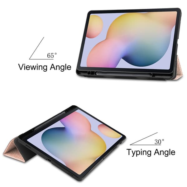 Tri-Fold Galaxy Tab S7/S8 Etui med S Pen-holder Roséguld