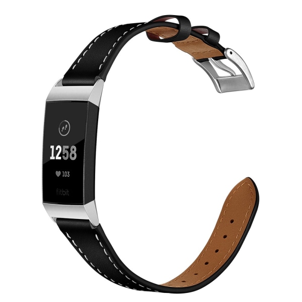 Ægte Læderarmbånd Fitbit Charge 3/4 Sort
