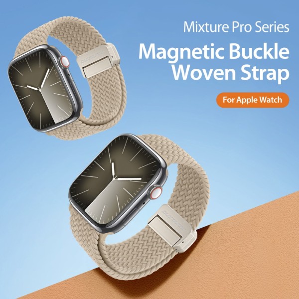 Dux Ducis elastisk nylonvævet rem Apple Watch 42/44/45 mm Beig