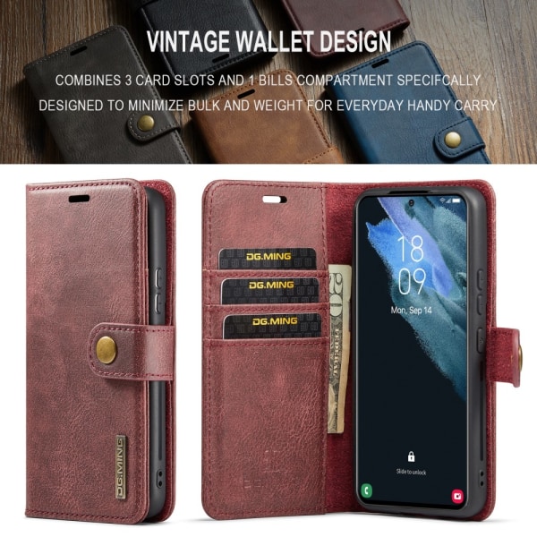 DG.MING 2-in-1 Magnet Wallet Samsung Galaxy S24 Plus Red