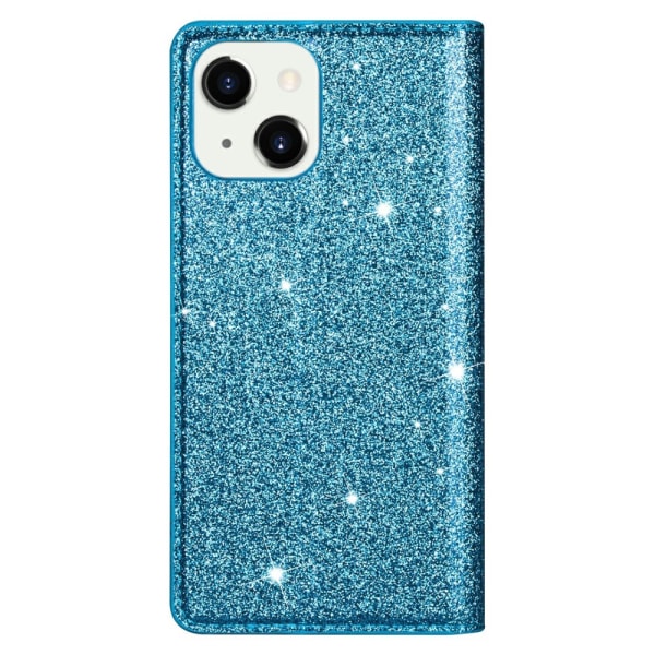 Glitter lompakkokotelo iPhone 13, sininen