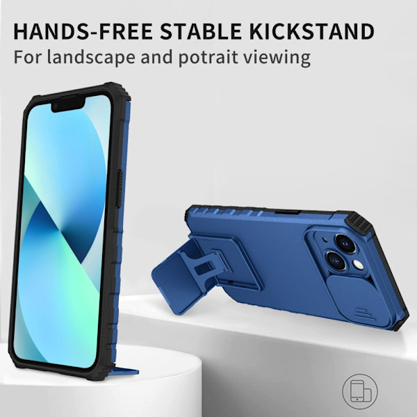 Kickstand Skal iPhone 14 Kameraskydd Blå