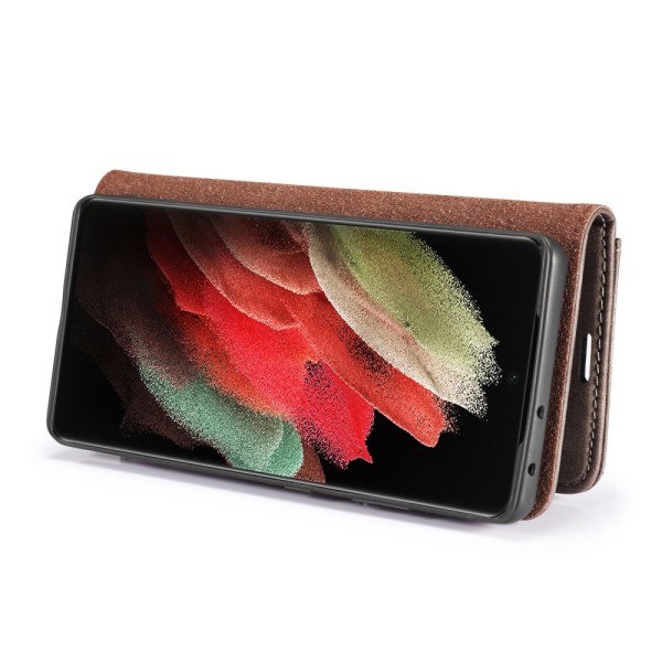 DG.MING 2-in-1 Magnet Wallet Samsung Galaxy S21 Ultra Brown