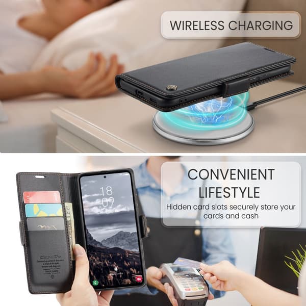 CaseMe Slim Plånboksfodral RFID-skydd Samsung Galaxy S24 FE Svar