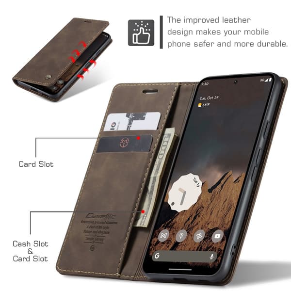 CaseMe Slim Plånboksfodral Google Pixel 9a Brun