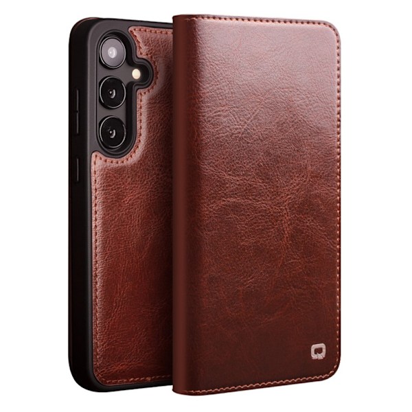 Qialino Læder Pung Etui Samsung Galaxy S25 Brun