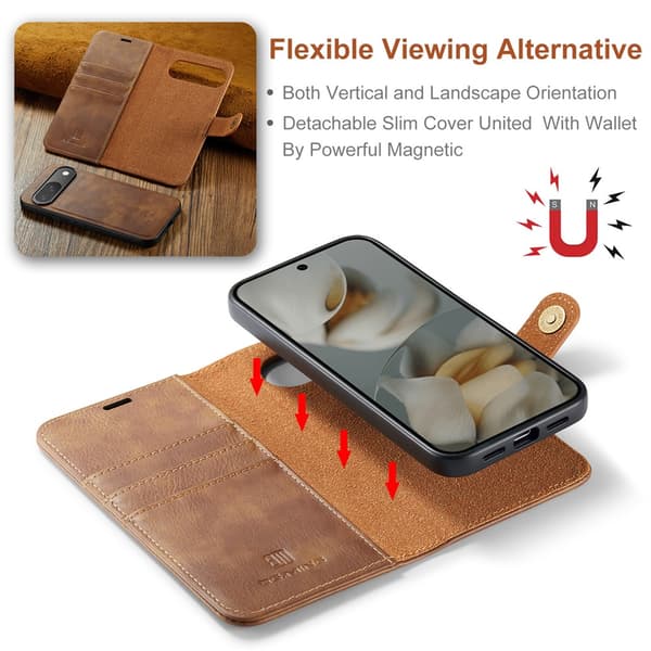 DG.MING 2-in-1 Magnet Wallet Google Pixel 10 Cognac