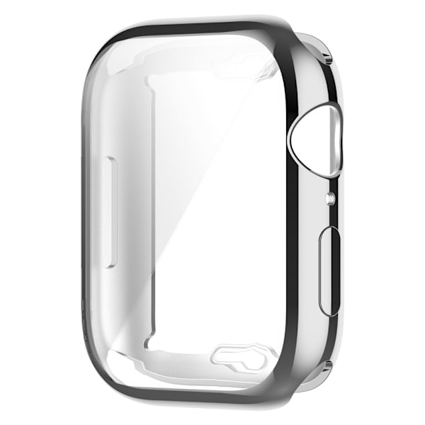 Apple Watch 41mm Series 9:lle tarkoitettu läpinäkyvä TPU-kuori, jossa hopeanvärinen kehys