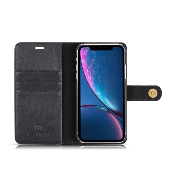 DG.MING 2-in-1 Magnet Wallet iPhone XR Musta