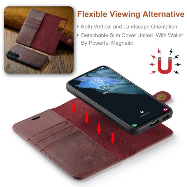 DG.MING 2-in-1 Magnet Wallet Samsung Galaxy S22 Red