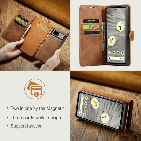 DG.MING 2-i-1 Magnetiskt Plånboksfodral Google Pixel 8a Cognac