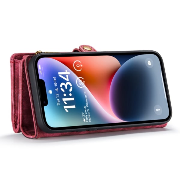 CaseMe Multi-Slot 2 i 1 Plånboksfodral iPhone 14 Röd
