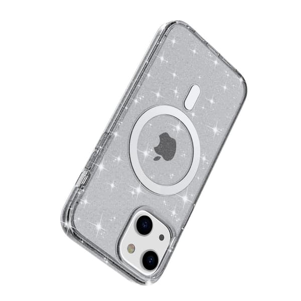 Kimalteleva MagSafe-kuori iPhone 14:lle, läpinäkyvä musta