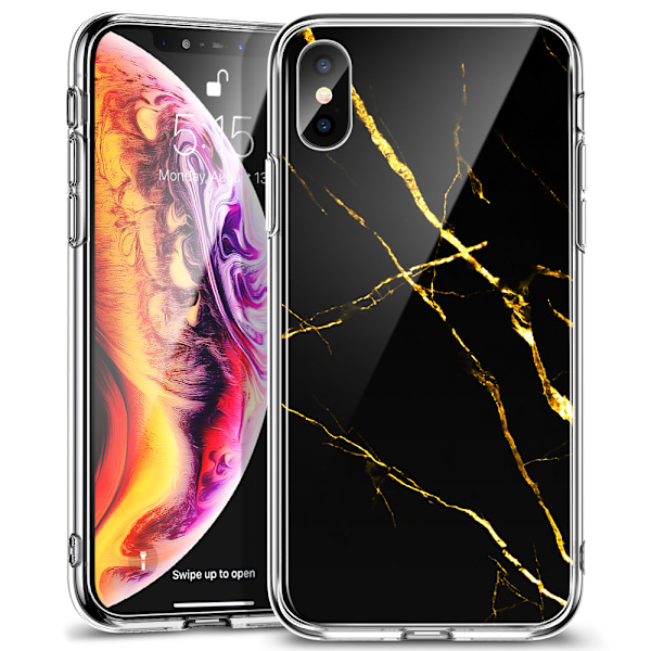 ESR Mimic Glas iPhone X/XS Kulta & Musta