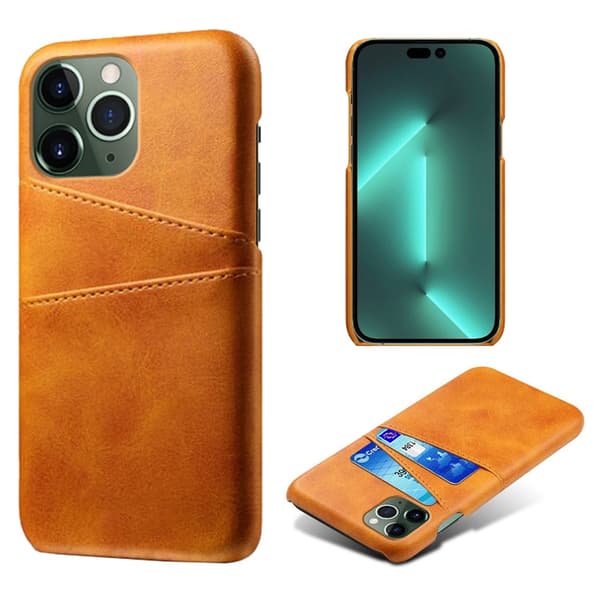 Lædercover med kortholder til iPhone 14 Pro Max Cognac