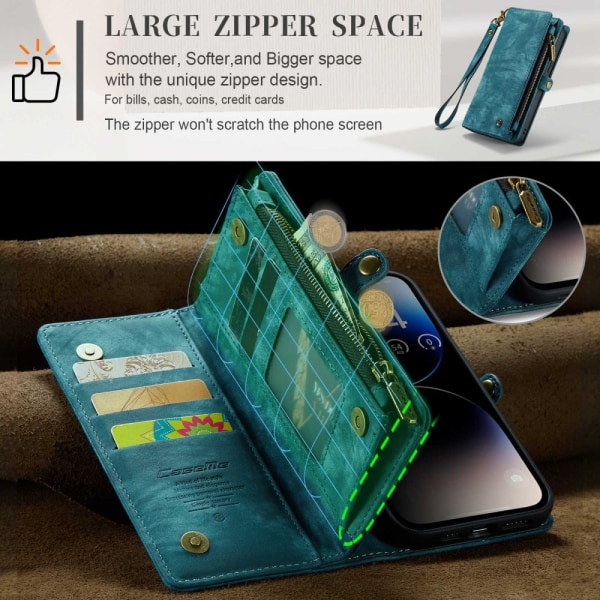 CaseMe Multi-Slot 2 i 1 Pungetui iPhone 14 Pro Max Blå