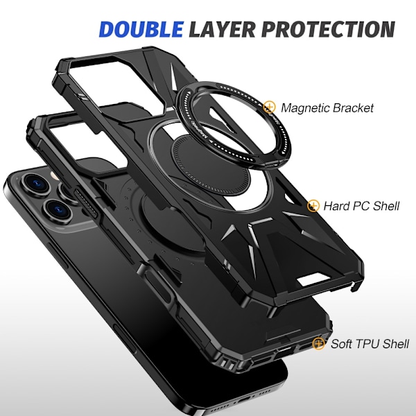 Hybridskal iPhone 16 Pro MagSafe Ring Sort