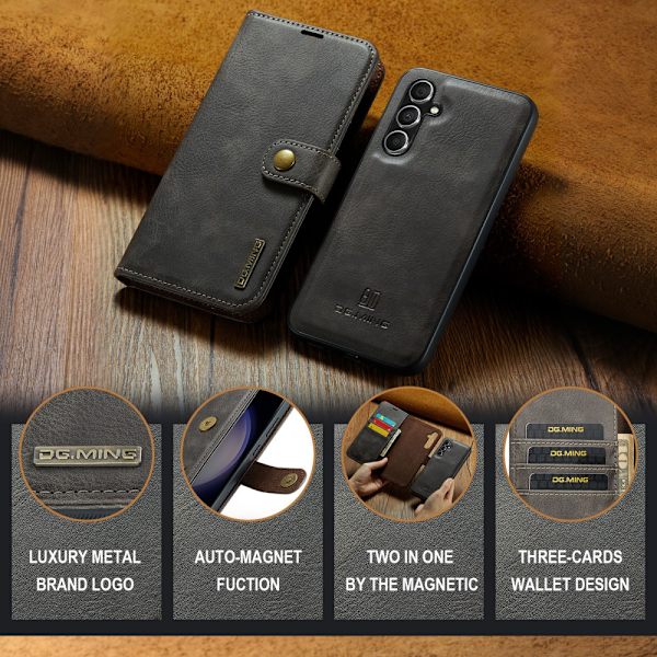 DG.MING 2-in-1 Magnet Wallet Samsung Galaxy S23 FE Brown