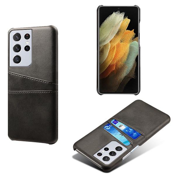Samsung Galaxy S21 Ultra -nahkakotelo, jossa korttipaikat, musta