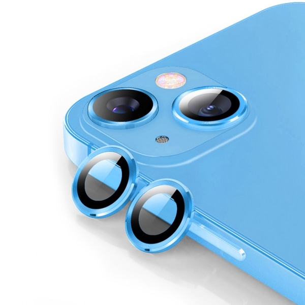 Hat Prince Lens Cover iPhone 14/14 Plus Hærdet Glas Blå