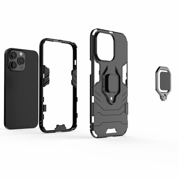 Hybridskal Fingerring iPhone 13 Pro Sort