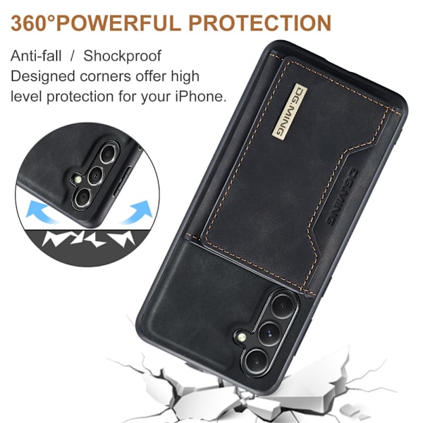 DG.MING 2 i 1 Magnetisk Kortlomme Etui Samsung Galaxy S23 FE Sort