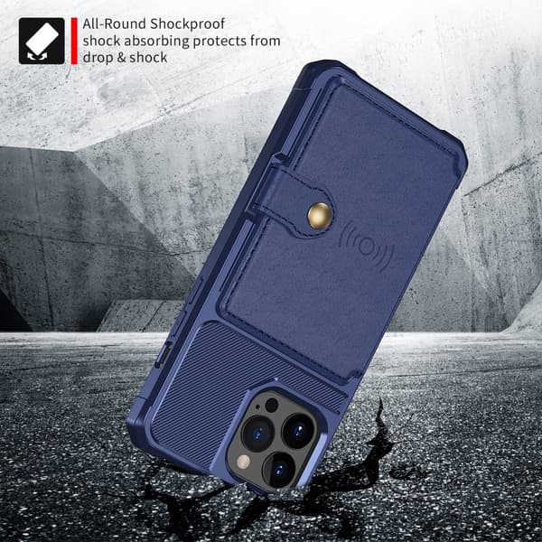 Monikäyttöinen lompakkokotelo iPhone 14 Pro Max - Sininen