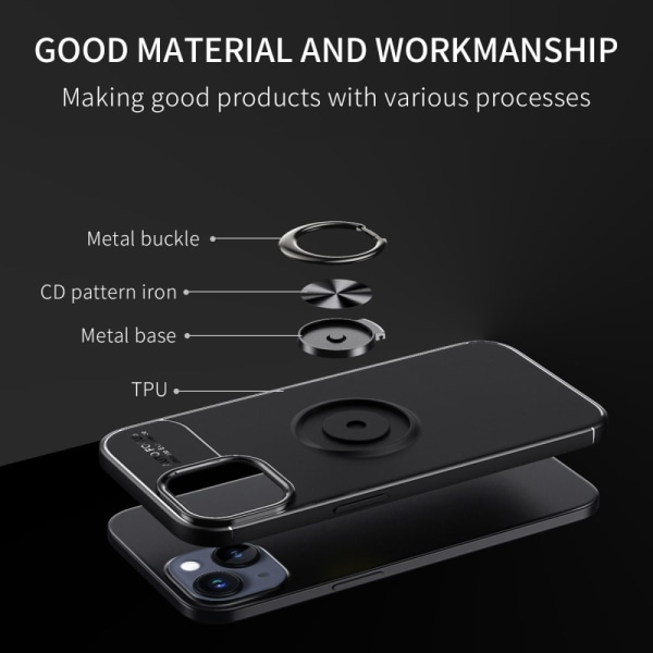 Etui med ringholder til iPhone 15 Plus Sort