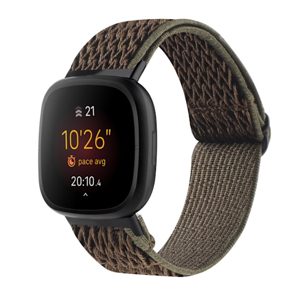 Vävd Nylonarmband Fitbit Versa 3/Sense Mörkgrön/brun