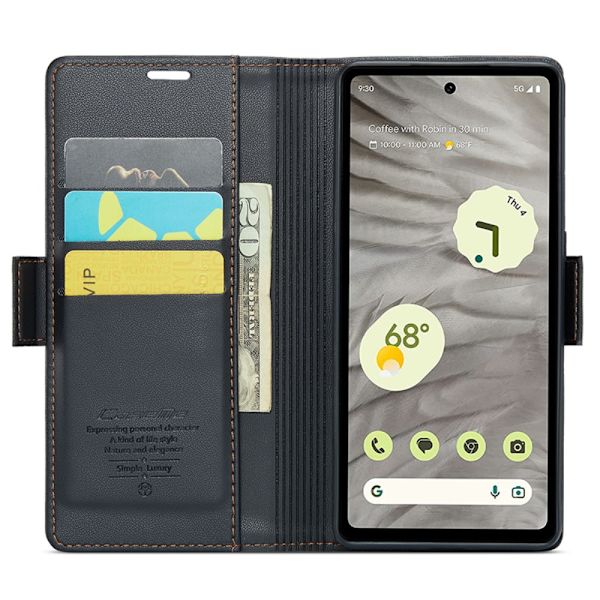 CaseMe Slim Pungetui RFID-beskyttelse Google Pixel 7a Sort