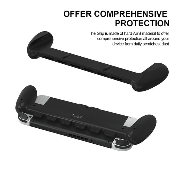 Nintendo Switch OLED Cover Med Ergonomisk Greb & Kortlomme Sort