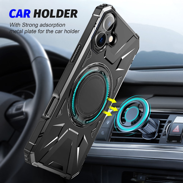 Hybridkuori iPhone 16 MagSafe Ring Musta