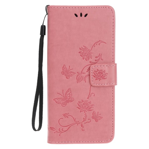 Lædercover Butterflies iPhone 12 Mini Pink