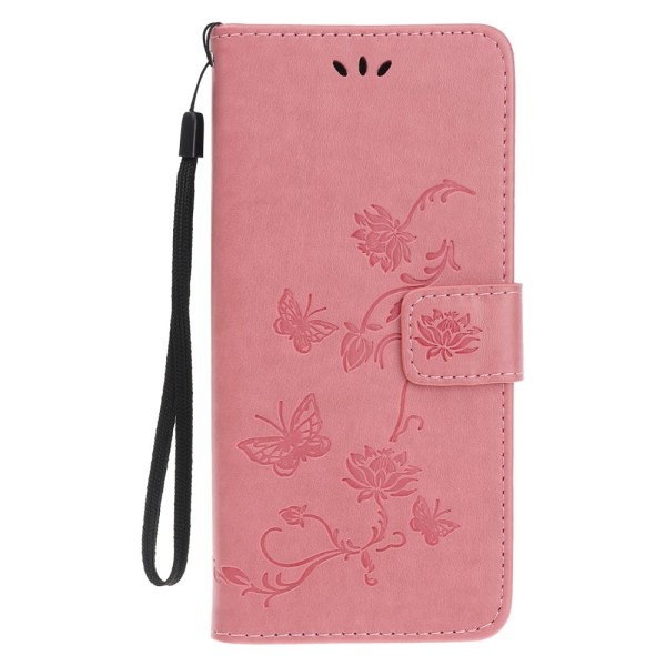 Nahkakotelo Butterflies iPhone 12 Mini Pink