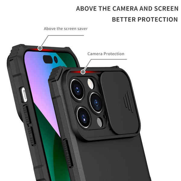 Kickstand Skal iPhone 14 Pro Max Kamerabeskyttelse Sort