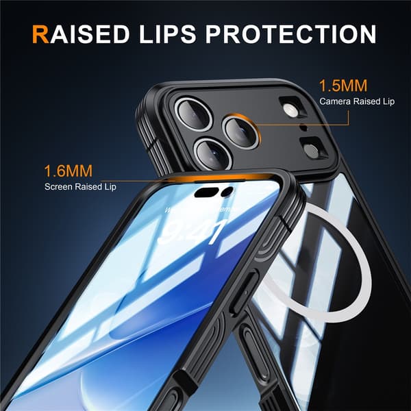 Ultra Full Protection MagSafe -kotelo iPhone 17 Pro Max, musta