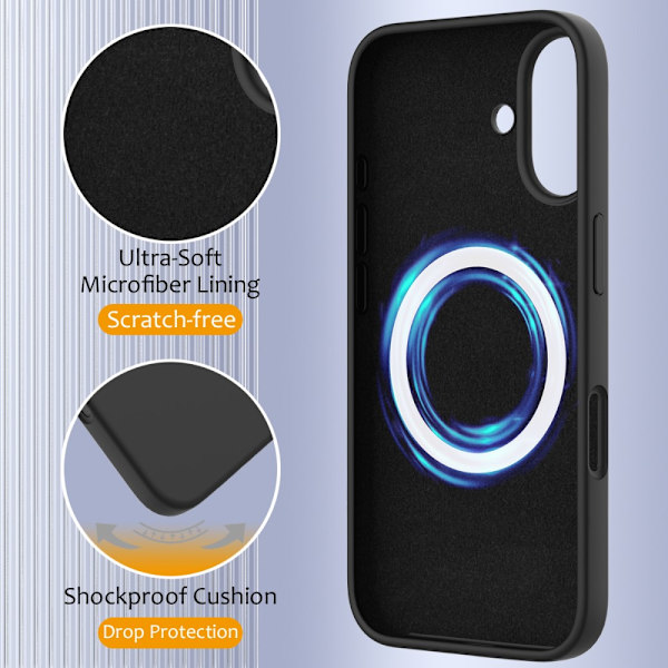 MagSafe silikonecover iPhone 16 sort