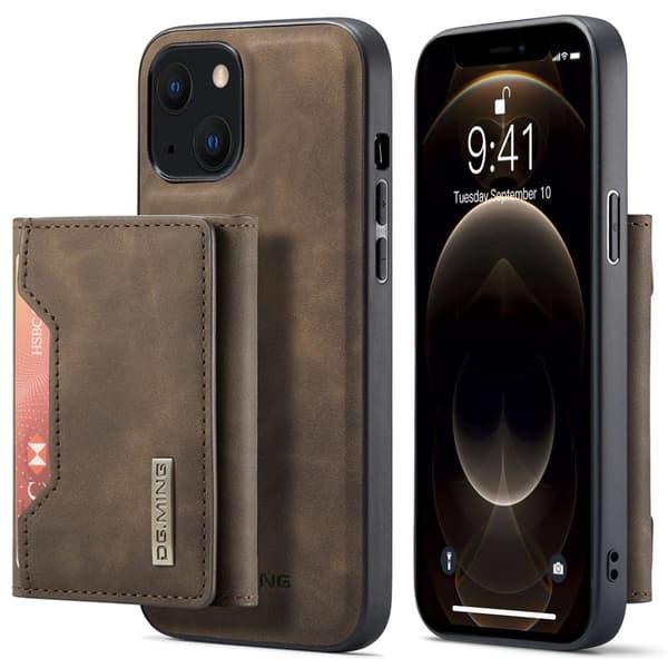 DG.MING 2-i-1 Magnetiskt Skal Med Kortfack iPhone 14 Plus Brun