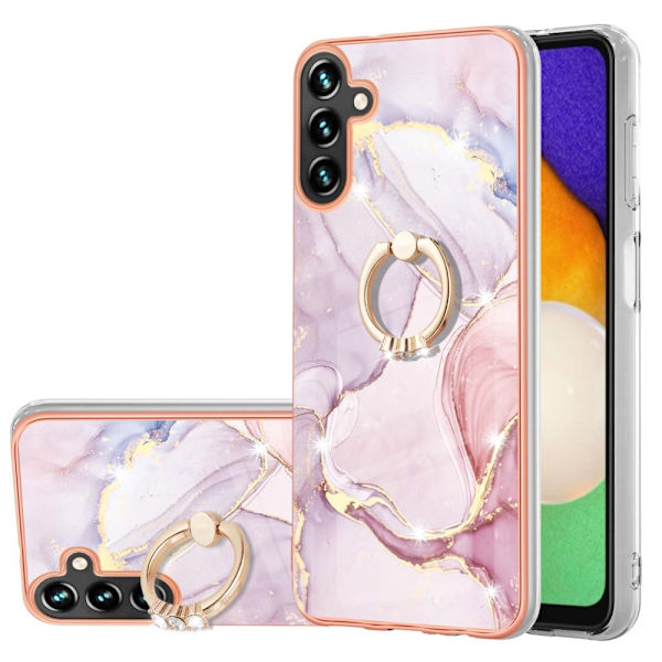 Etui med ringholder til Samsung Galaxy A14 Roséguld marmor