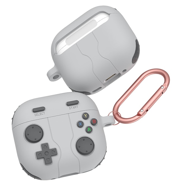 Silikonskal Med Karbinhake Apple AirPods 4 Gamepad Grå