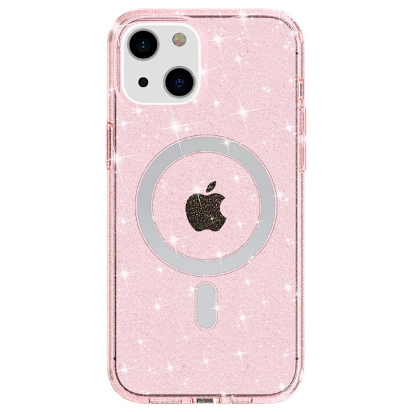 Glitter MagSafe Cover iPhone 14 Pro Transparent Rosa