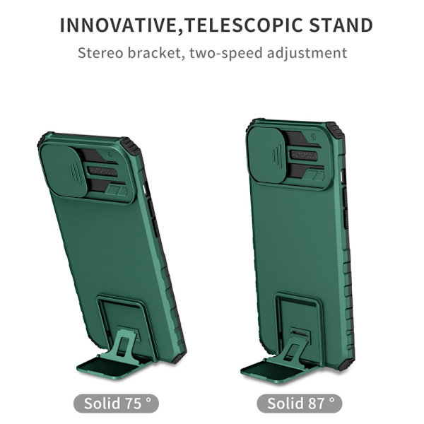 Kickstand Skal iPhone 14 Plus Kameraskydd Grön