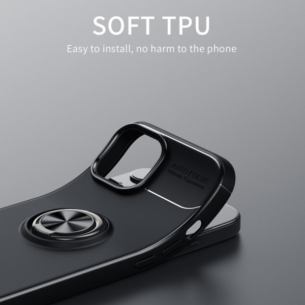 Etui med ringholder til iPhone 15 Plus Sort